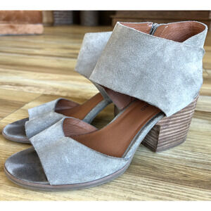 Lucky Brand Womens Genuine Suede Taupe Raygalan Block Heel Sandals
